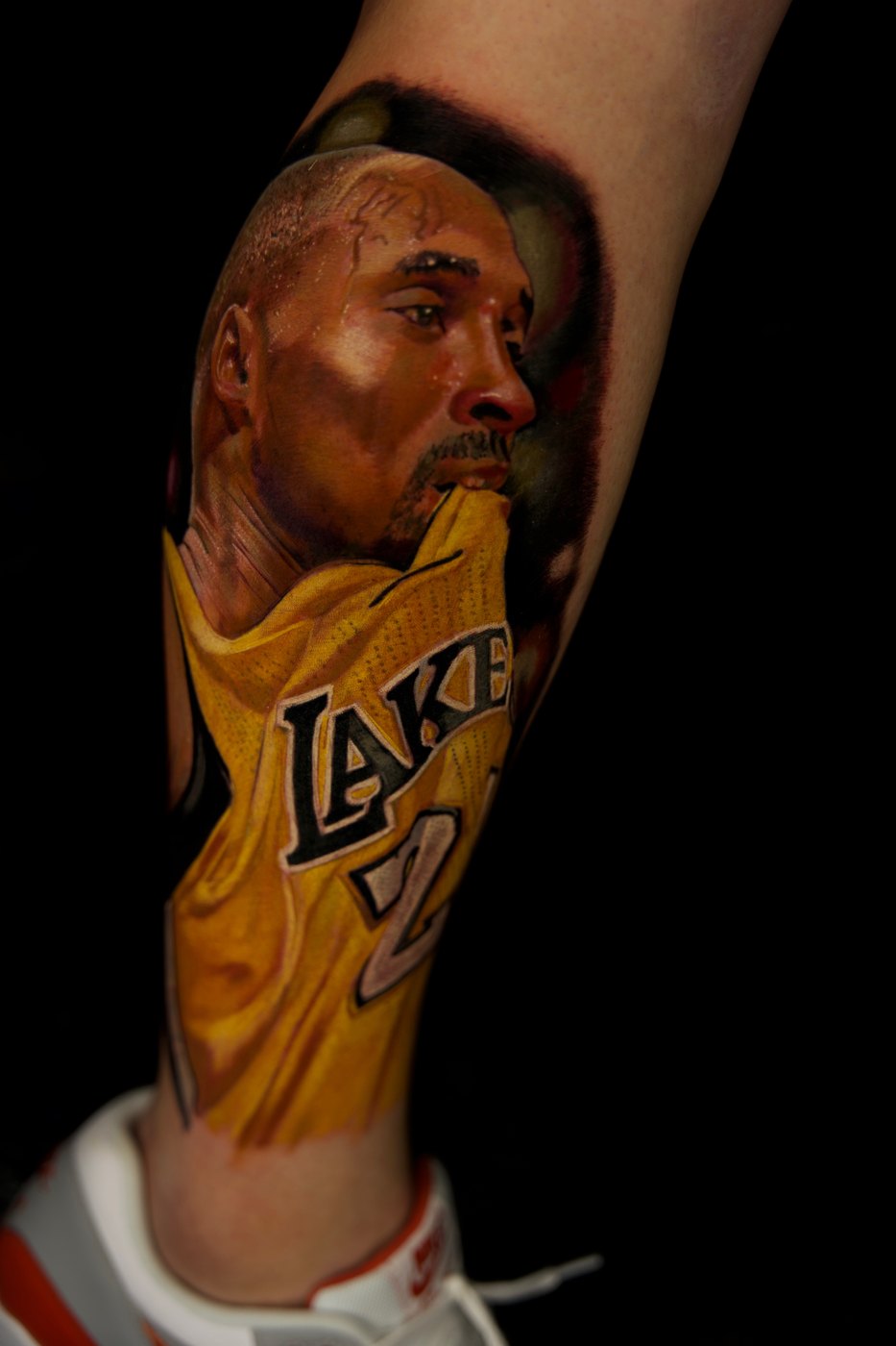 Color realism Kobe Bryant tribute tattoo by Bubba Irwin